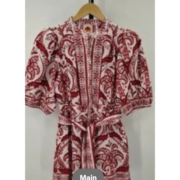 New! Farm Rio Tropical Cameo Off-White Romper Sleeved Jumpsuit M #13 - Picture 4 of 7